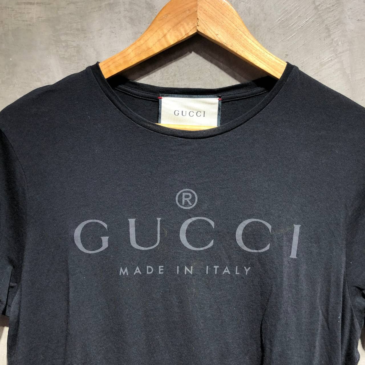 Gucci Logo Made in Italy Black on Black tee