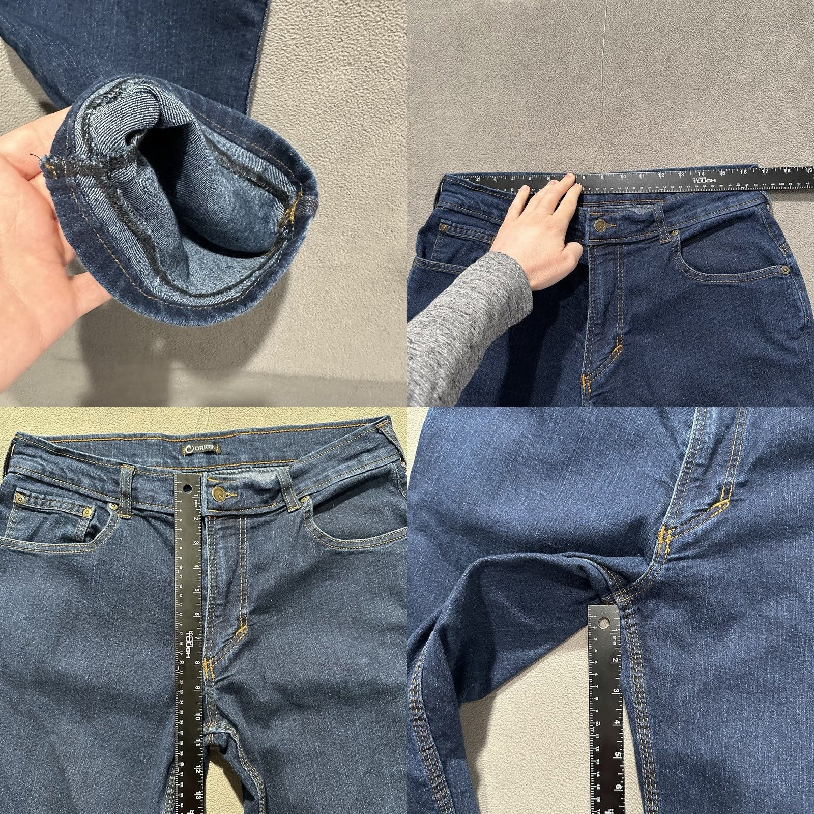 Vintage Origin Jeans Mens 34 Blue Denim Slim Fit Dark Wash Hemmed READ Size US 33 - 9 Thumbnail