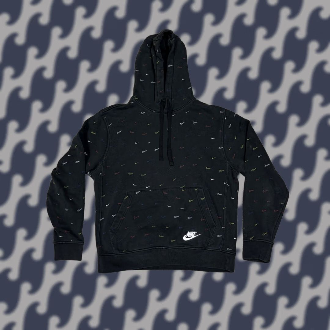 Nike Nike All Over Print Multicolor Swoosh Sweatshirt Hoodie S Black Mens Size US S / EU 44-46 / 1 - 1 Thumbnail