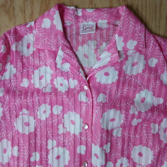 Vintage Vintage Graff Californiawear Pink Floral Disco Shirt Size L / US 10 / IT 46 - 1 Thumbnail
