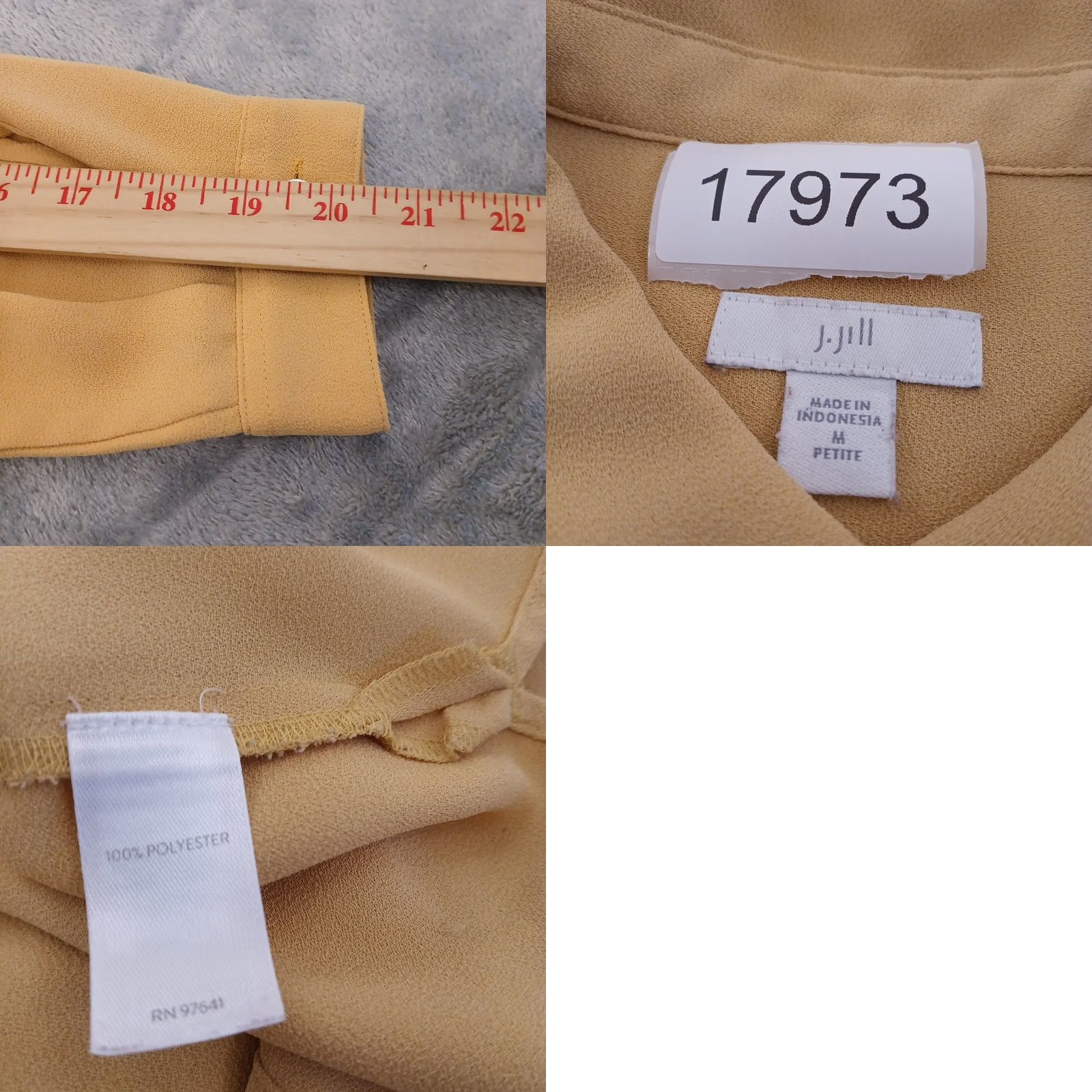 J. Jill J.Jill Shirt Womens PM Petite Yellow Long Sleeve Button Up Polyester Size M / US 6-8 / IT 42-44 - 8 Thumbnail