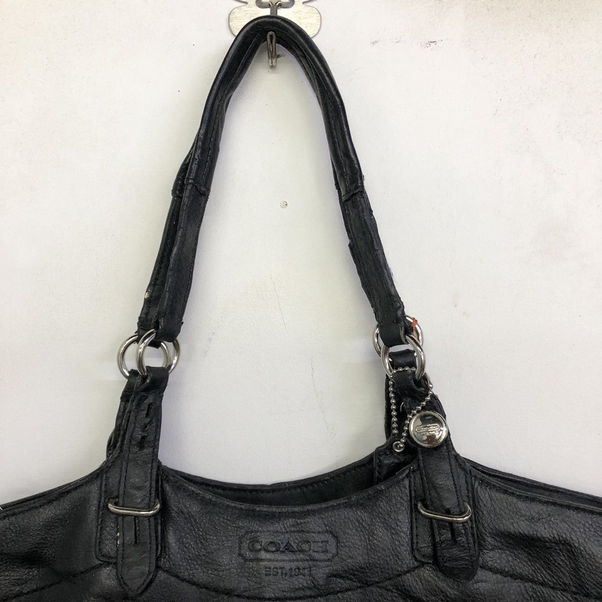 Coach Vintage Coach Pebbled Leather Black Tote Travel Bag Size ONE SIZE - 5 Thumbnail