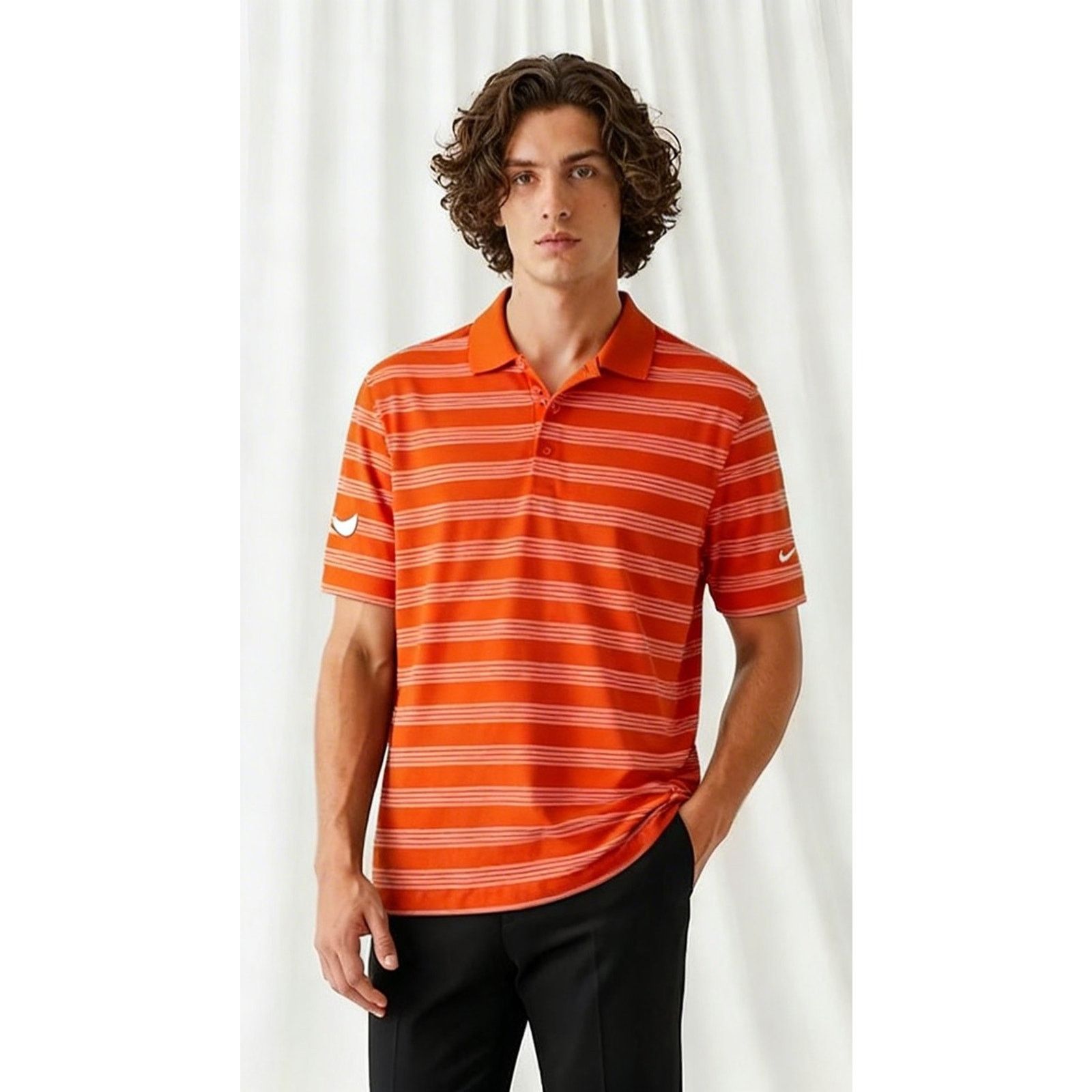 Nike Nike Golf Polo Shirt Mens XL Orange Striped Short Sleeve Size US XL / EU 56 / 4 - 1 Thumbnail
