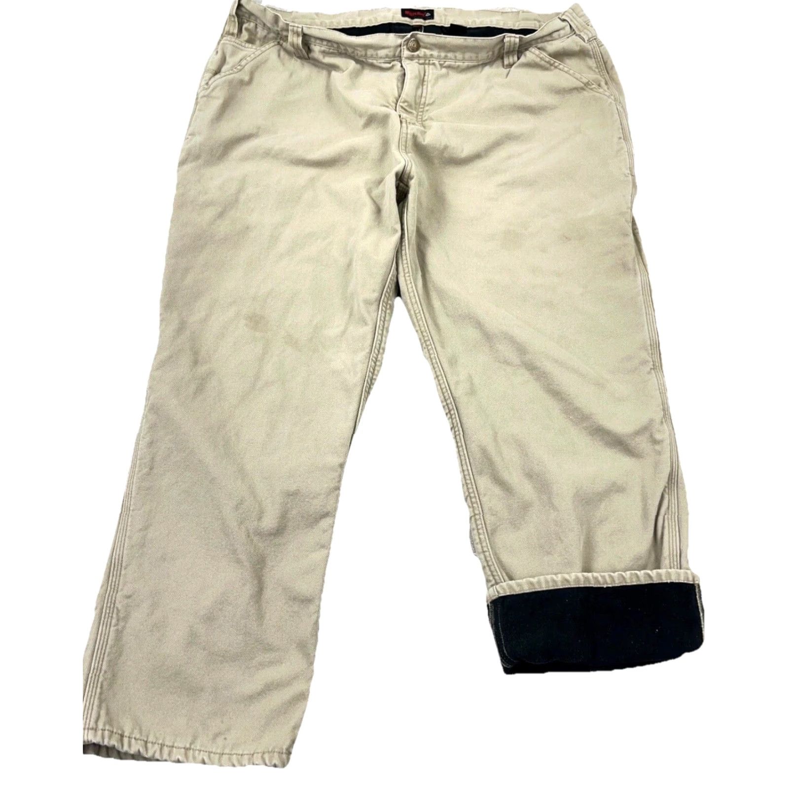 Vintage Wolverine Pants Men 44x30 Tan Carpenter Duck Canvas Quilt Lined Stains Vintage Size US 44 / EU 60 - 2 Thumbnail