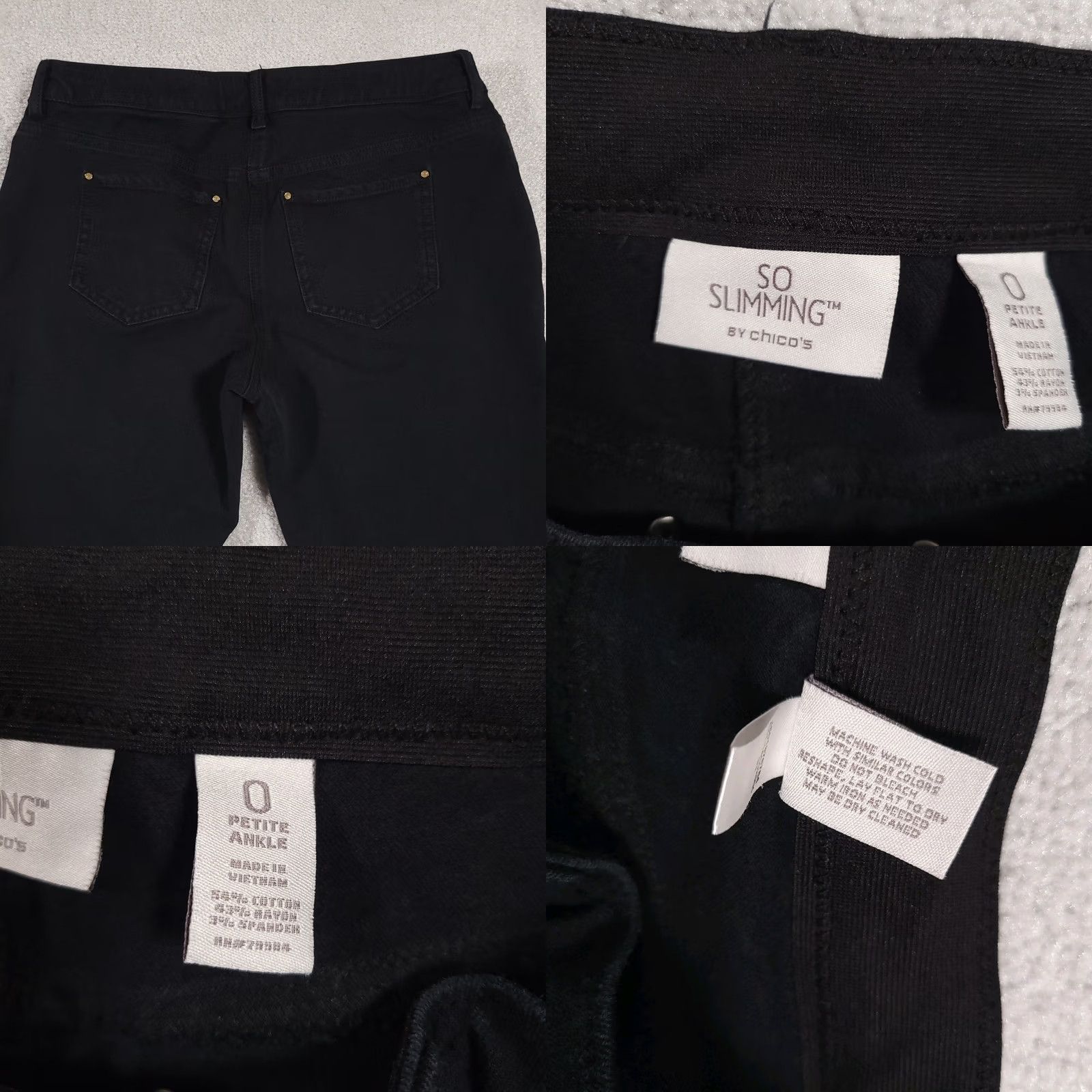 Vintage Chicos So Slimming Ankle Jeans Women's 0 Petite Black Capri Stretch Zip Pockets Jeans Size 28" / US 6 / IT 42 - 9 Thumbnail
