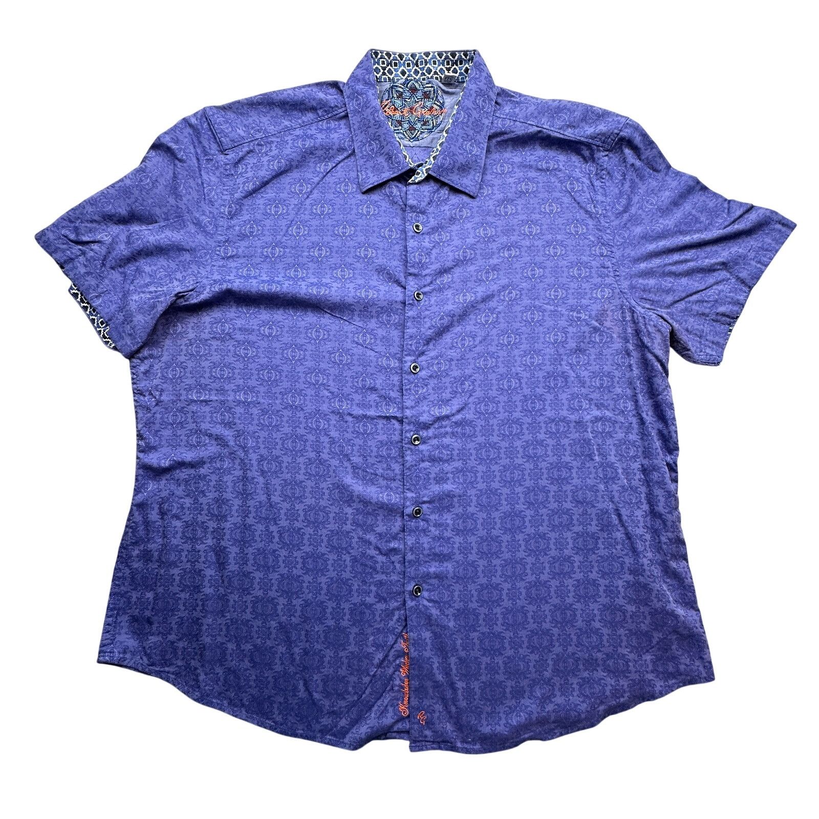 Robert Graham Robert Graham Short Sleeve Blue Button Up Shirt Mens 3XL Size US XXL / EU 58 / 5 - 1 Thumbnail