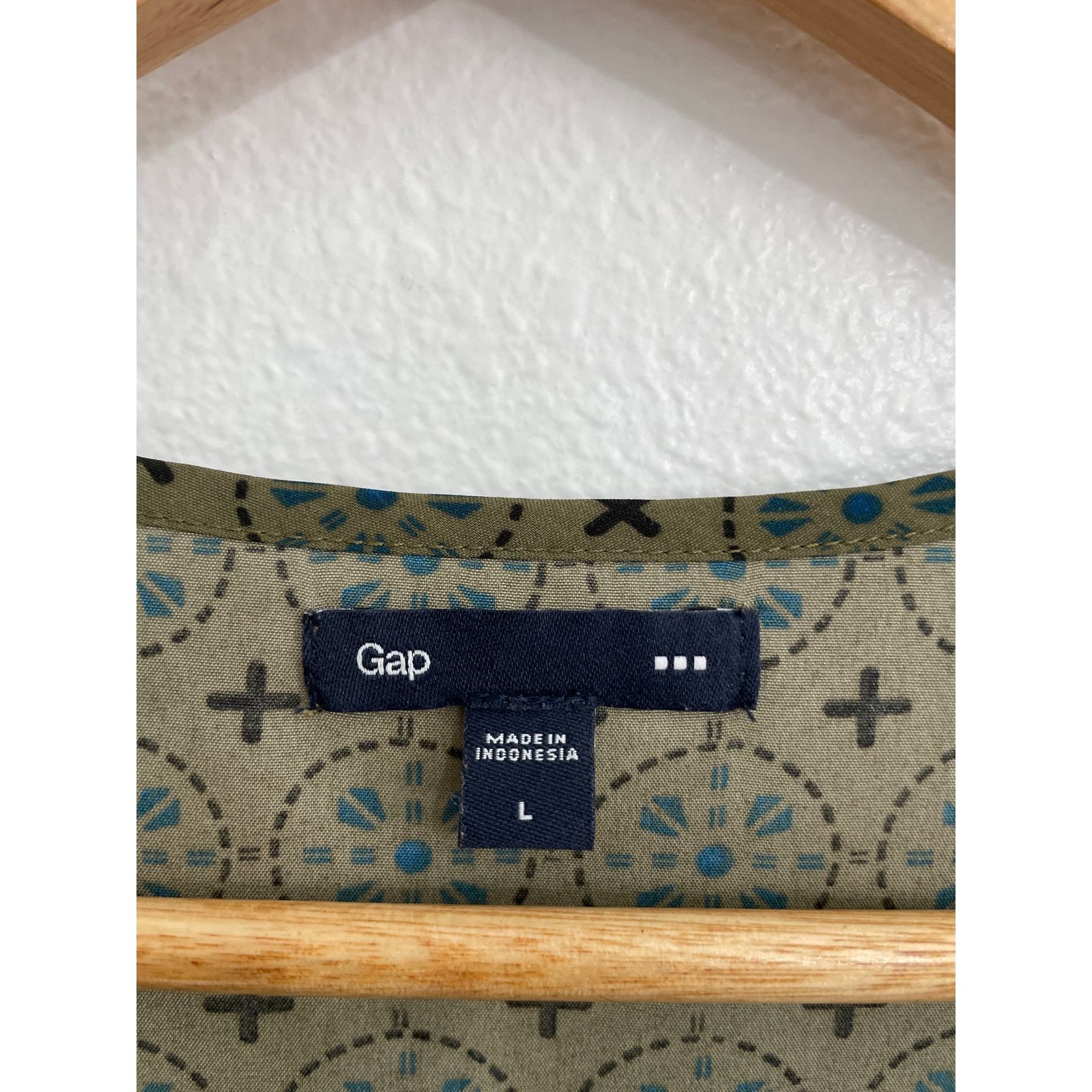Gap Gap Women's Sleeveless Olive Green Blue Floral Racerback Size L / US 10 / IT 46 - 4 Thumbnail