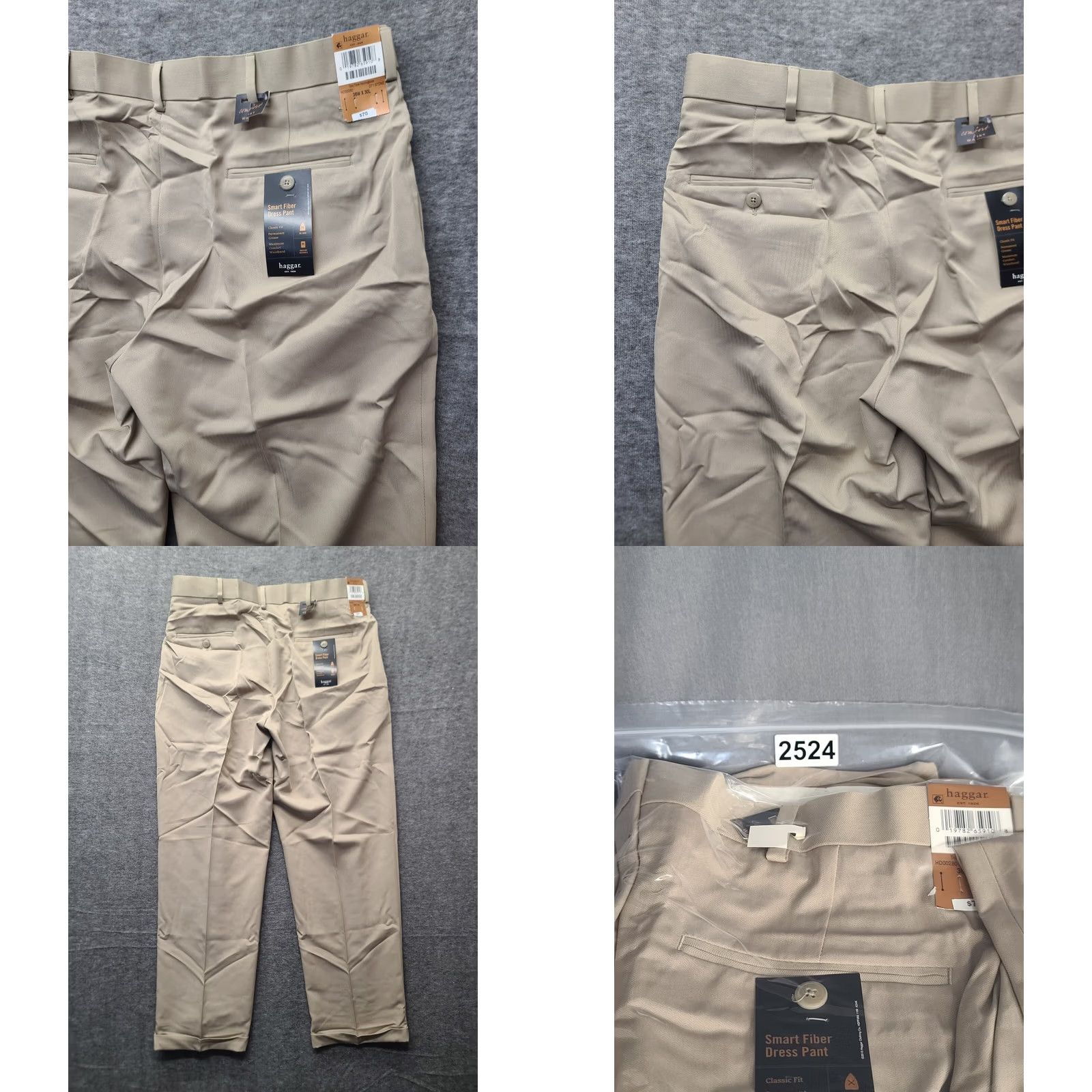 Haggar Haggar Smart Fiber Dress Pant Mens 36x30 Classic Fit Straight Leg Repreve Casual Dress Pants Mens 36 Beige Solid City Wedding Size US 36 / EU 52 - 9 Thumbnail