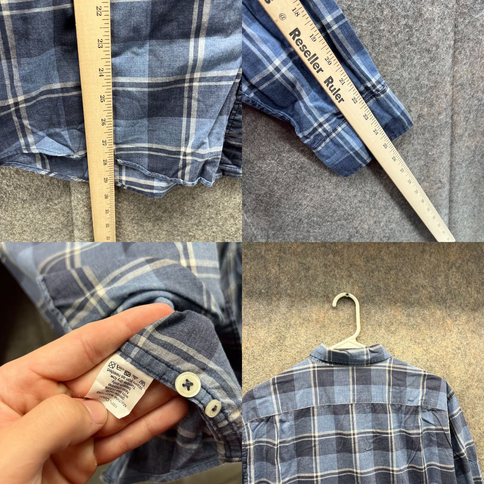 J.Crew VINTAGE J.CREW Shirt Mens Large Blue Plaid Button-Down Preppy Cotton Size 42R - 8 Thumbnail