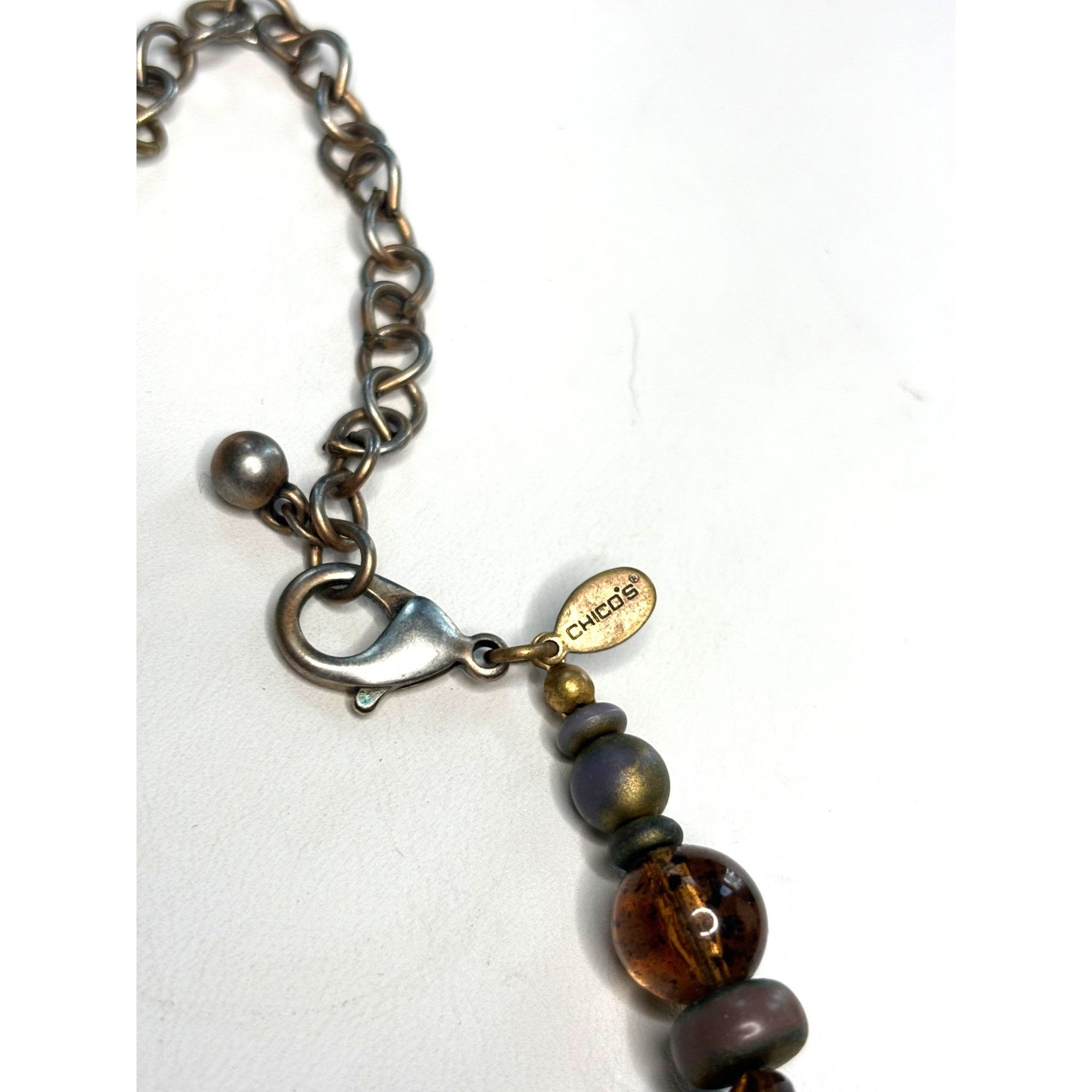 Other Chicos Multi-Bead Necklace With Metal Discs & Adjustable Cha Size ONE SIZE - 3 Thumbnail