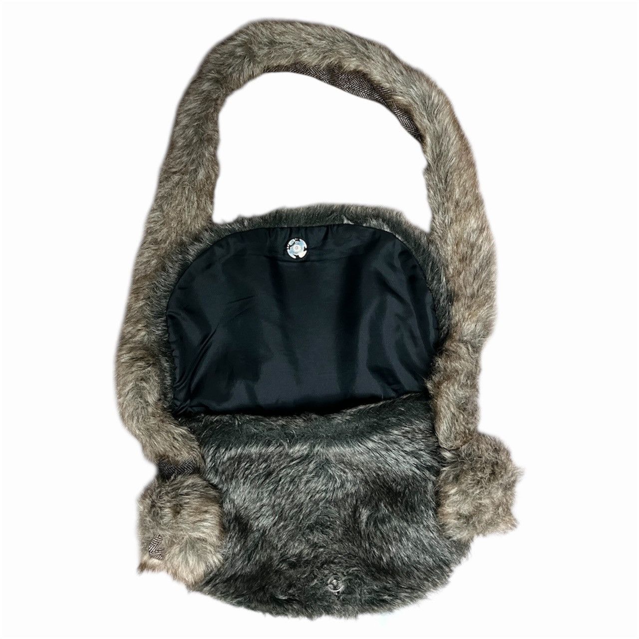 Ne-Net Ne-net Grey Fluffy Faux Fur Shoulder Bag Size ONE SIZE - 2 Thumbnail