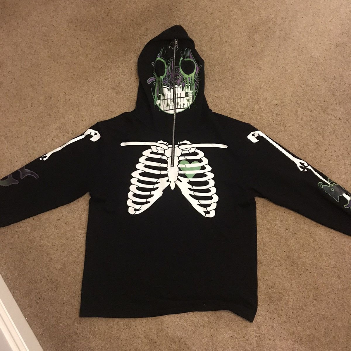 image of Sad Boys x Sad Boys Sbe Merch Sadboys Gear 003 Black/green Hoodie, Men's (Size XL)