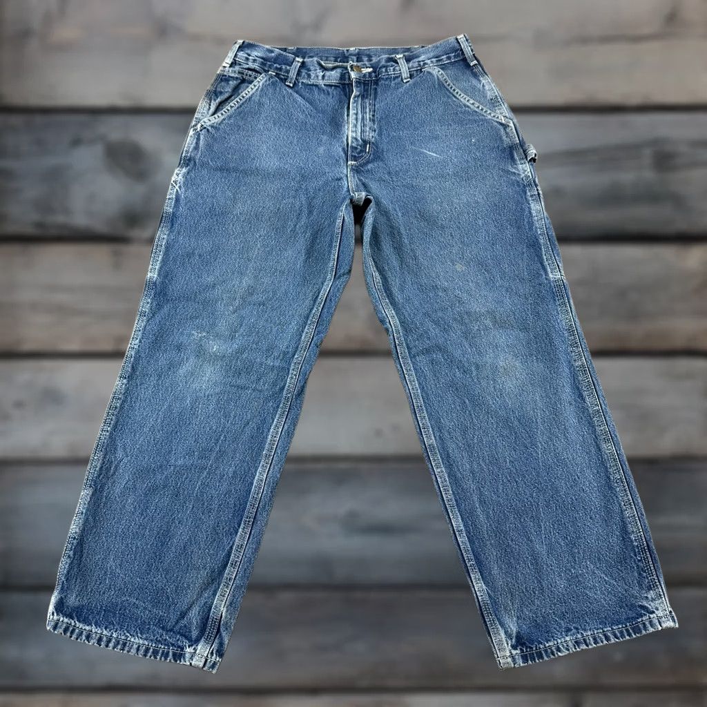 Carhartt VINTAGE Carhartt Jeans Mens 34x28 Blue Carpenter Loose Original Fit Baggy Y2K Size US 34 / EU 50 - 1 Thumbnail