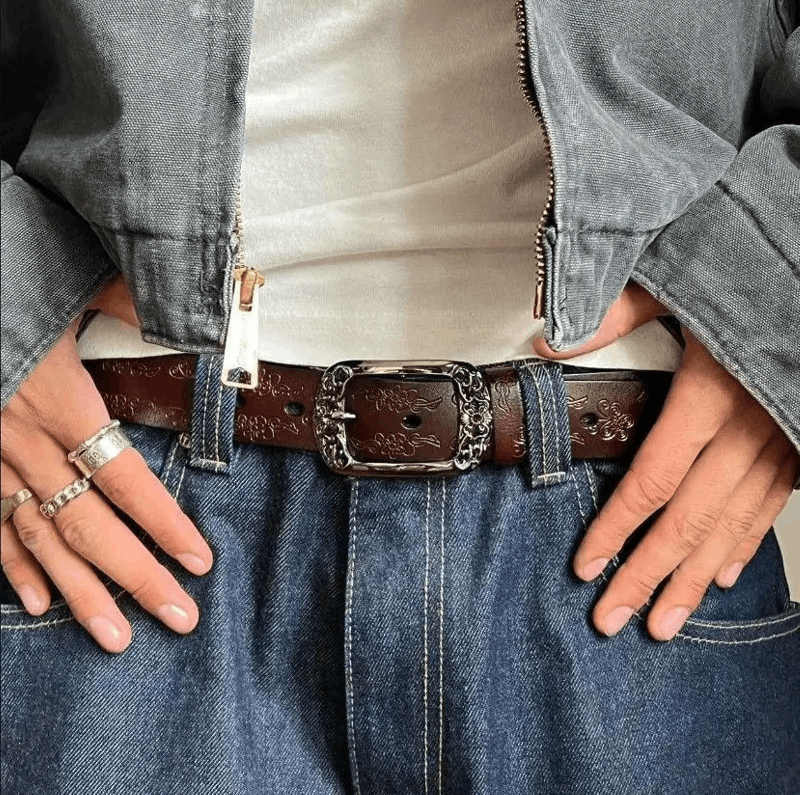 Other Stylish Leather Belt with Decorative Buckle Size ONE SIZE - 6 Thumbnail