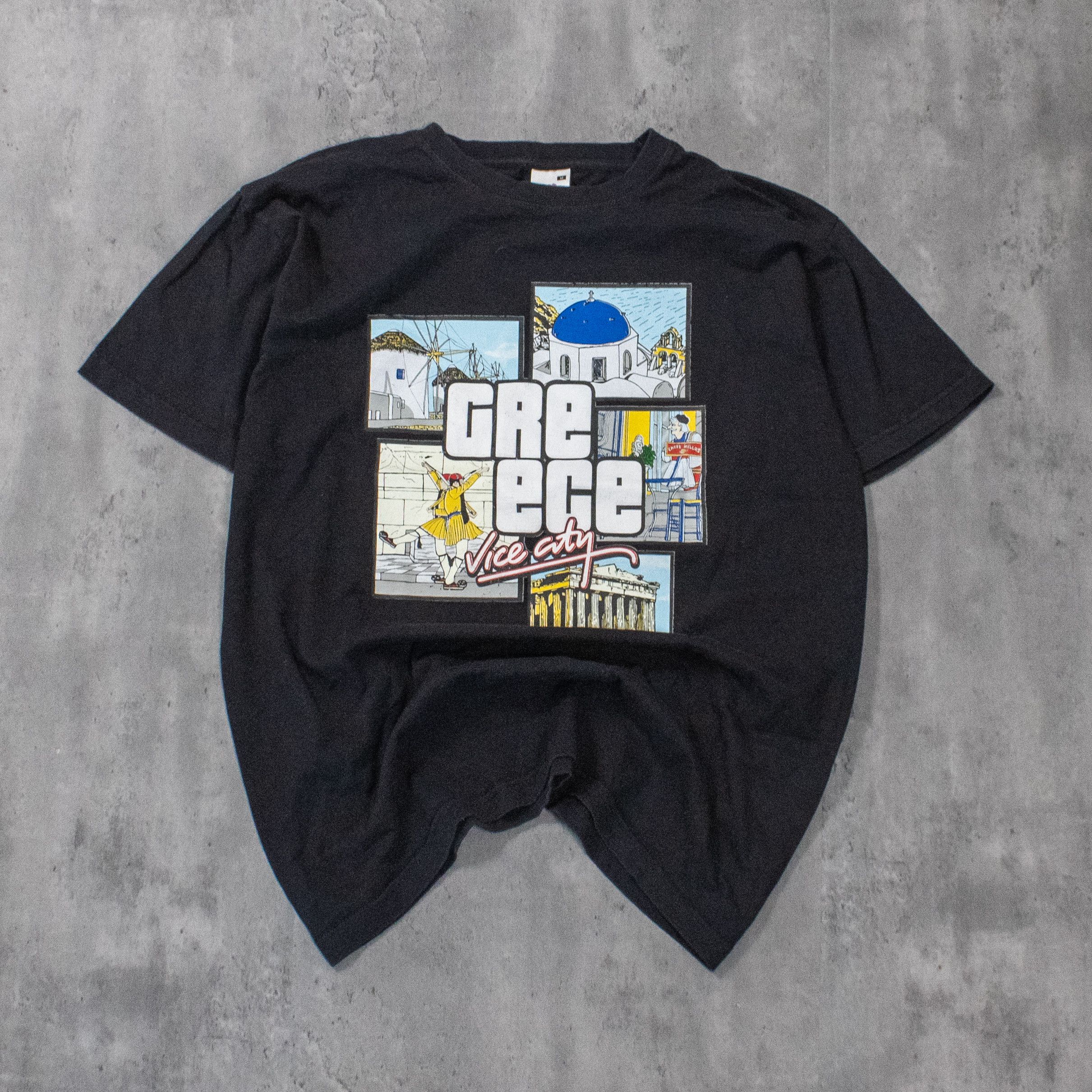 Vintage Y2K 2000's Greece Vice City GTA Parody Comedy Black T-Shirt Size US M / EU 48-50 / 2 - 3 Thumbnail
