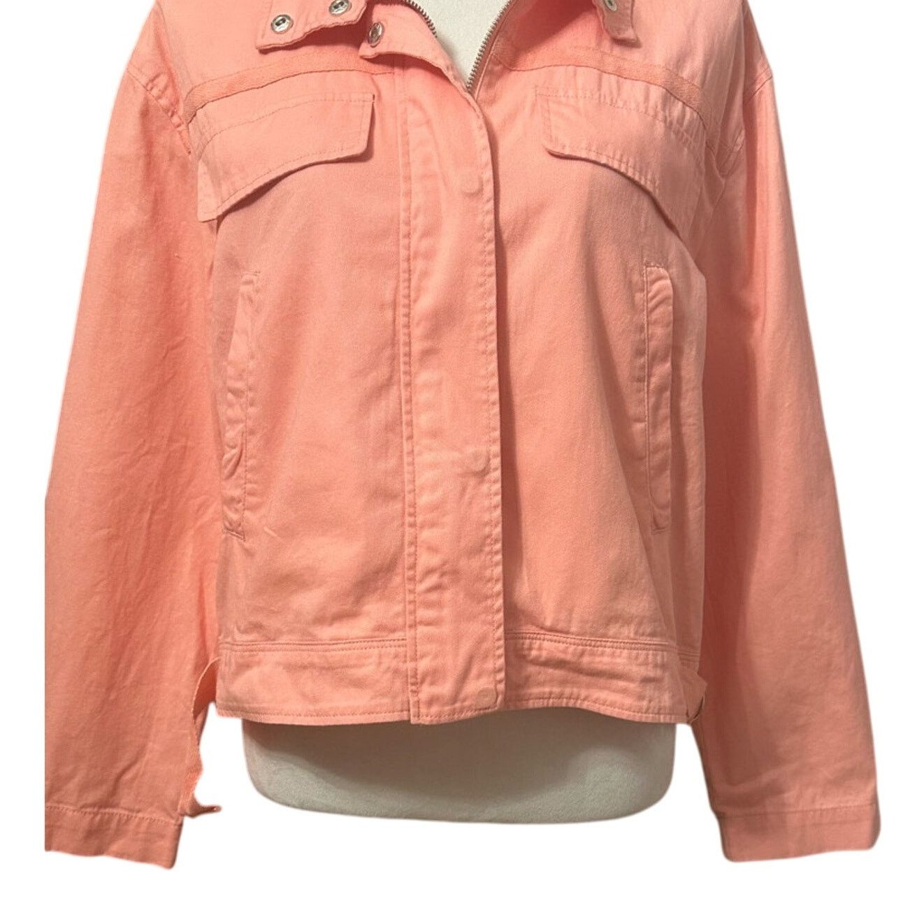 Treasure & Bond Treasure & Bond Jeans Jacket Waist Length Pockets Coral S Size S / US 4 / IT 40 - 4 Thumbnail