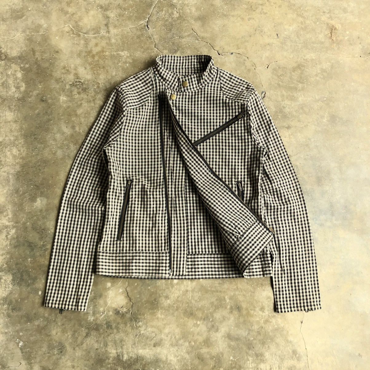 If Six Was Nine 2000s Ehypenworld Gallery Asymastrical Bikers Jacket Plaid Size US XS / EU 42 / 0 - 7 Thumbnail