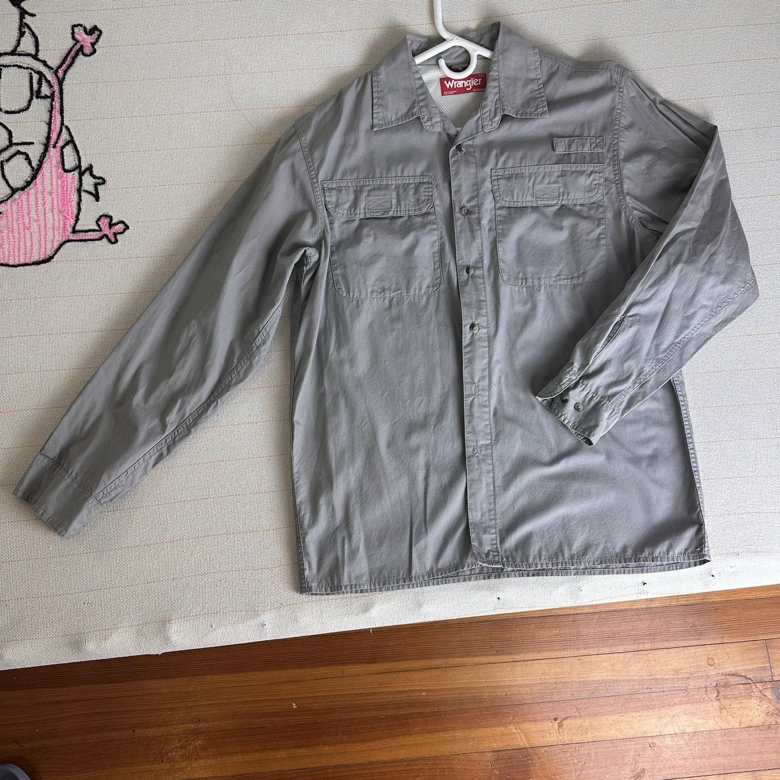 Wrangler Wrangler Shirt Mens Gray Button Down Work Casual Workwear Size US M / EU 48-50 / 2 - 2 Thumbnail