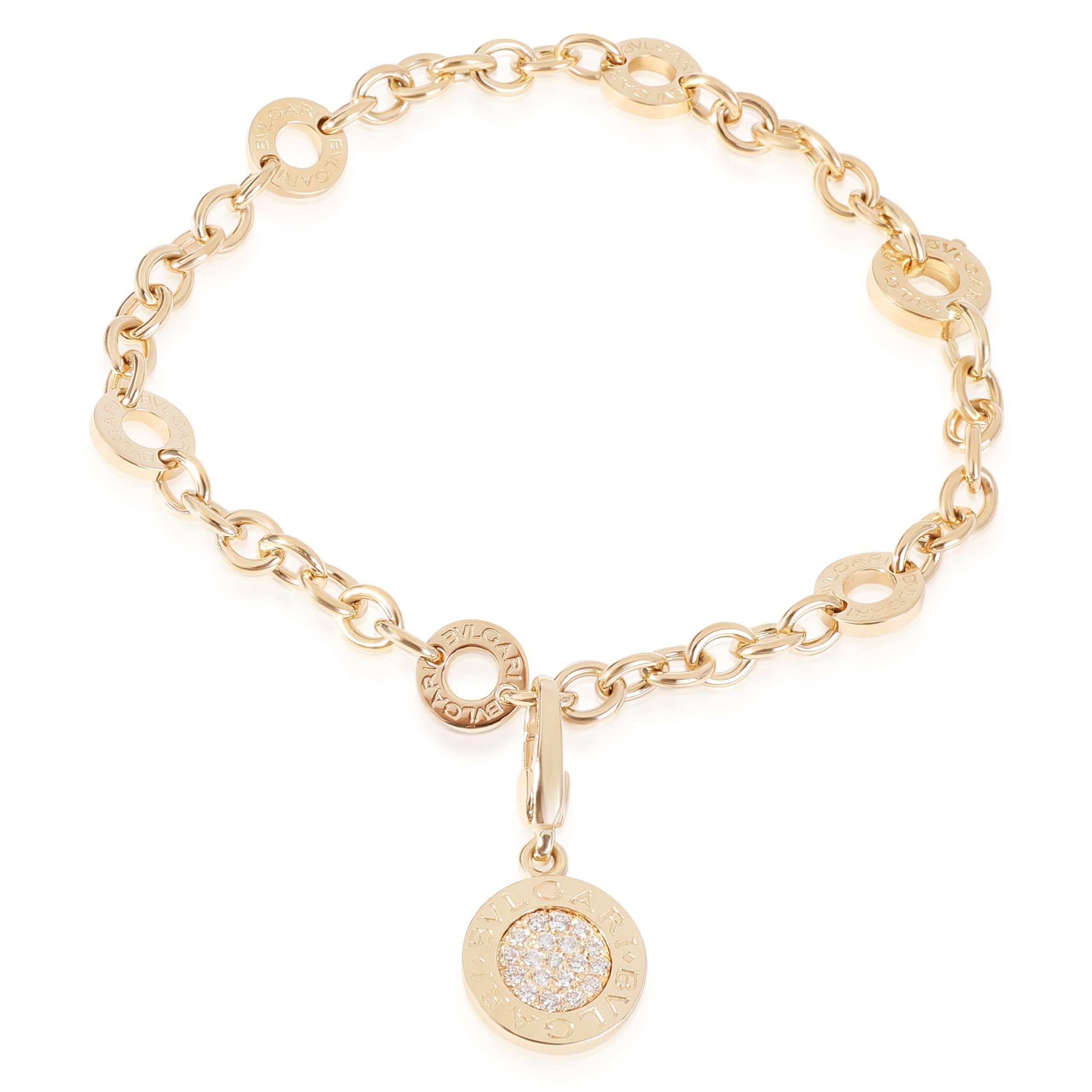 image of Bvlgari Bvlgari Diamond Link Bracelet In 18K Yellow Gold 0.19 Ctw, Women's