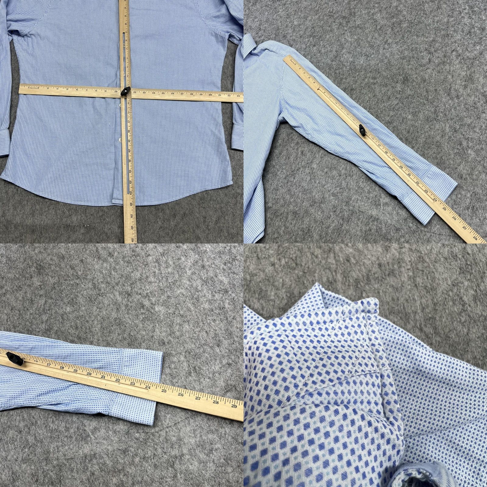 Vintage Duchamp Blue Geometric Dress Shirt Mens XL Size 46R - 8 Thumbnail