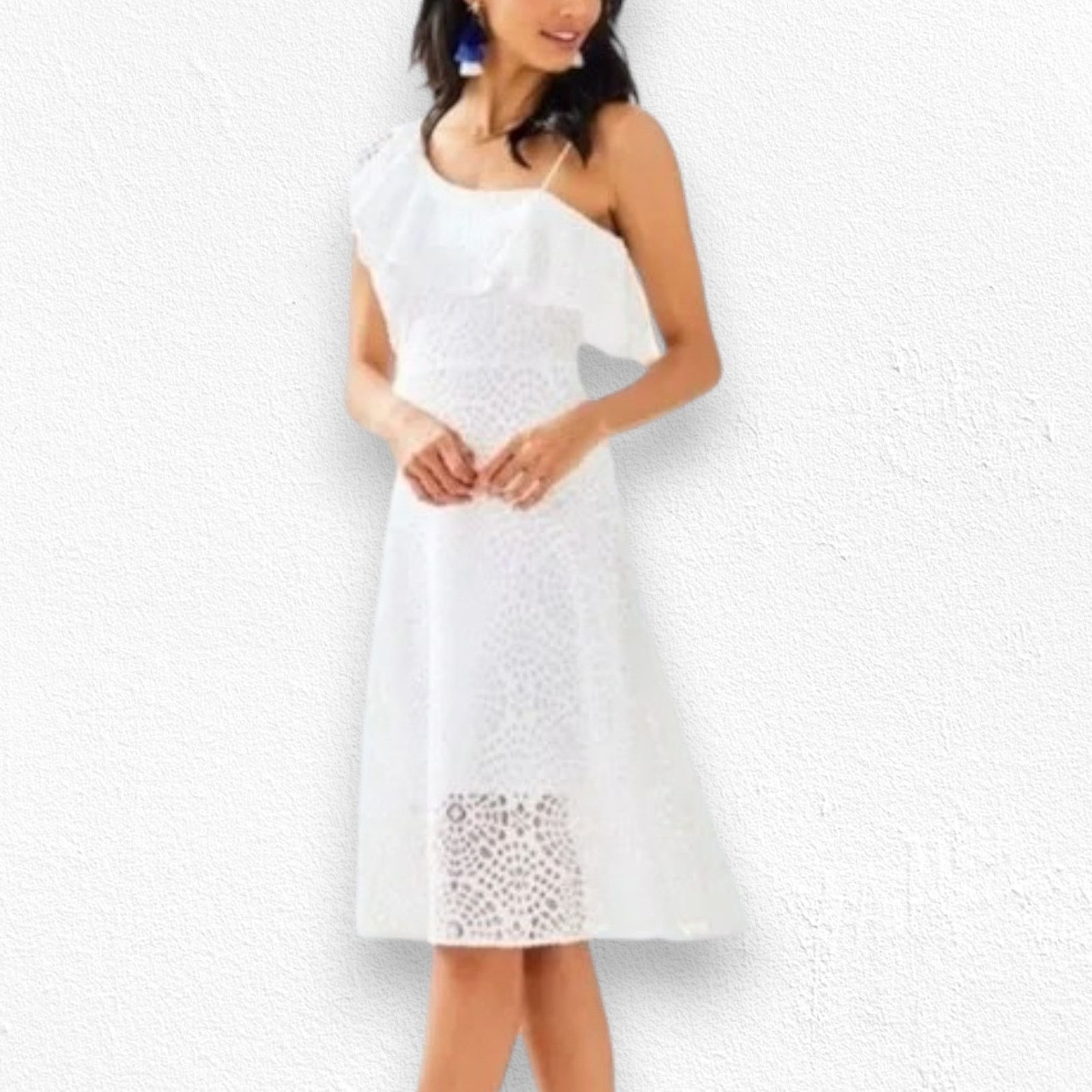 Lilly Pulitzer Lilly Pulitzer Callisto One Shoulder White Dress Size 12 Size XL / US 12-14 / IT 48-50 - 16 Thumbnail