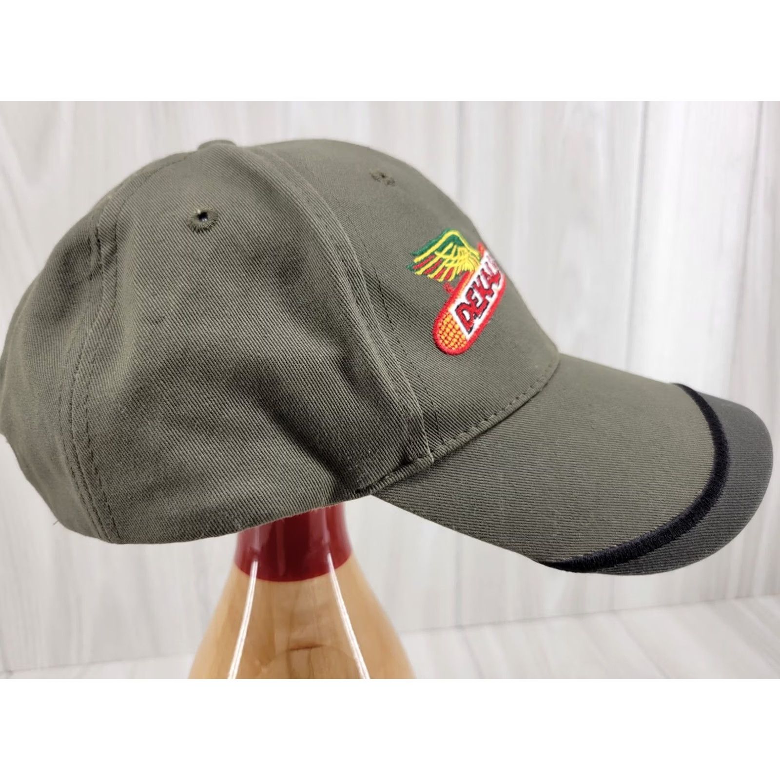 Olive K-Products Dekalb Asgrow Cap Hat Solid Olive Drab Agriculture Logo Adjustable Strap Baseball Cap Men One Size Green Canvas Cotton Cap Size ONE SIZE - 4 Thumbnail