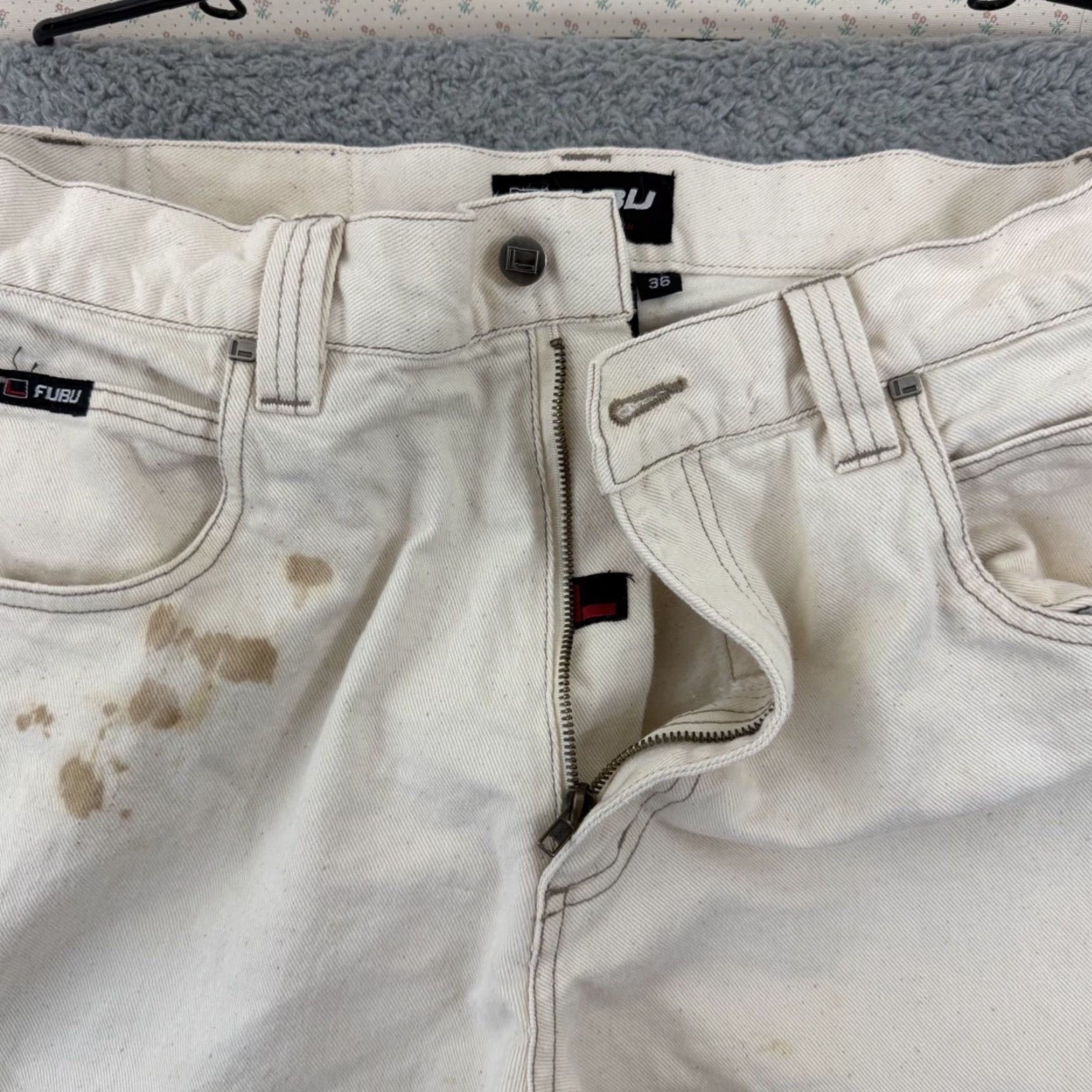 Fubu VINTAGE FUBU Jeans Mens 36x34 White Denim Carpenter Baggy Hip Hop 90s Loose Shirt Jeans Mens 90s Hip Hop White Denim Baggy Wide-Leg Relaxed 90s FUBU Size US 36 / EU 52 - 5 Thumbnail