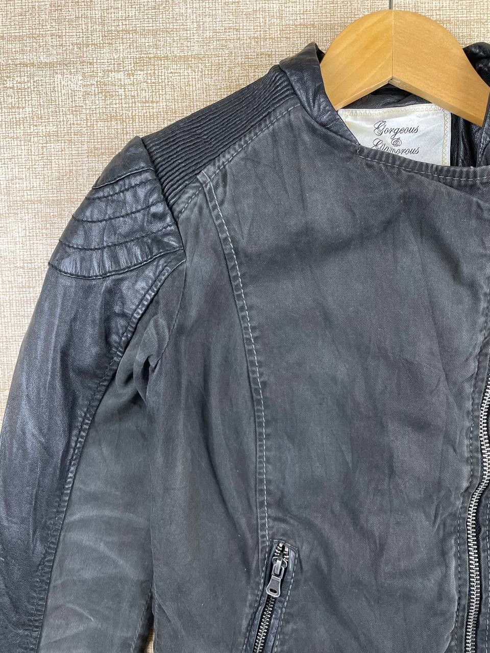 Vintage Vtg Gorgeous & Glamorous Double Collar Half Leather Jacket Size S / US 4 / IT 40 - 5 Thumbnail