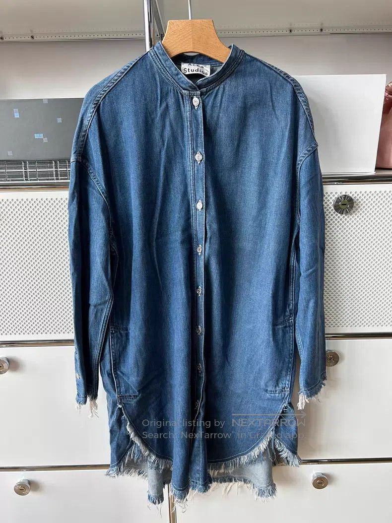 Acne Studios Acne Studios Blue Frayed Edge Shirt Jacket Size XS / US 0-2 / IT 36-38 - 1 Thumbnail