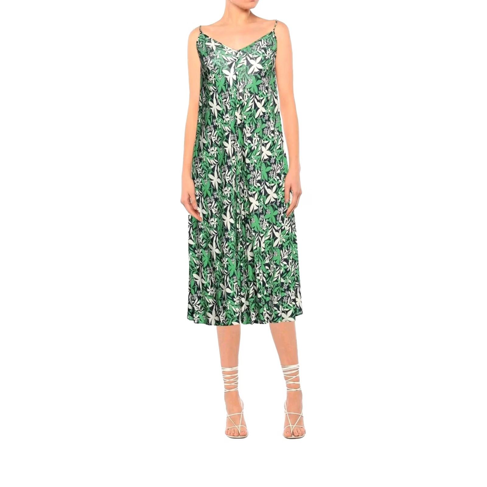 Velvet VINTAGE? No. (Note: Original is not vintage) Velvet by Graham & Spencer Womens Dress Sleeveless V-Neck Floral Midi Challis XS Green Size XS / US 0-2 / IT 36-38 - 2 Thumbnail