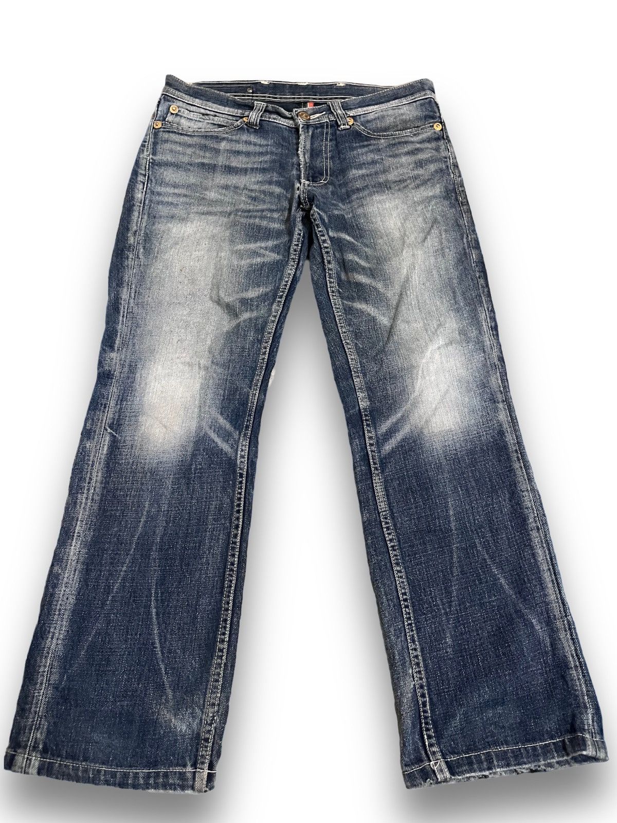 image of Avant Garde x Vintage Army Of No Multipockets Distressed Style Jeans in Blue, Men's (Size 33)