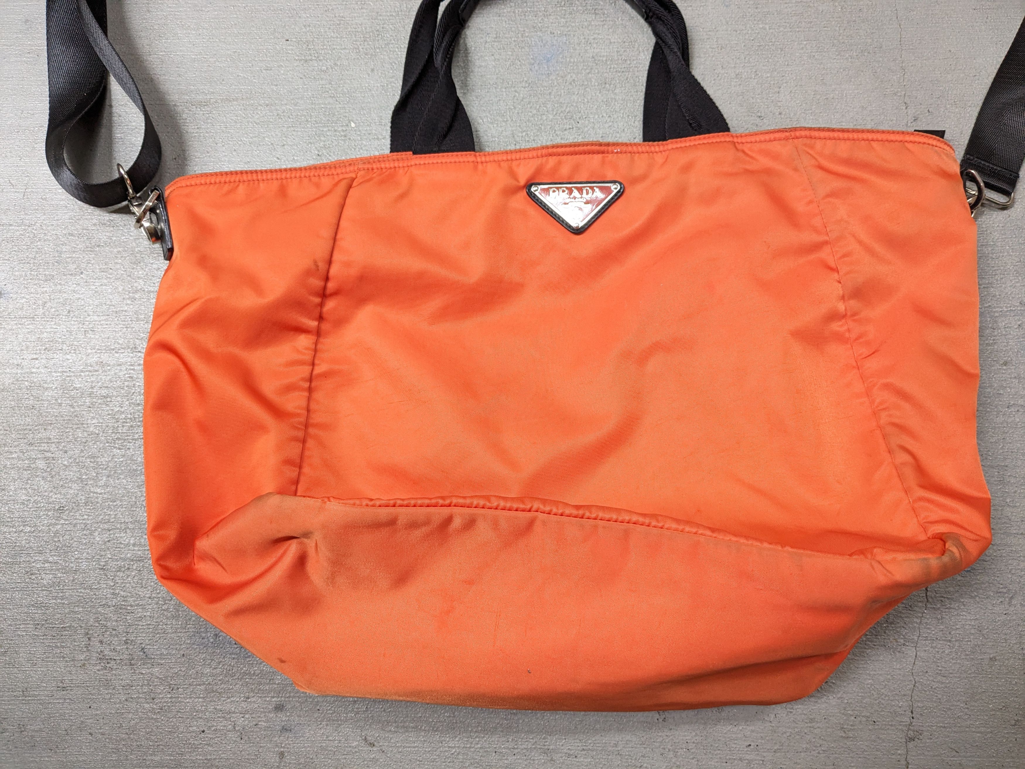 Prada Prada Bag Tote Purse Orange Nylon Black 2Way Shoulder Size ONE SIZE - 2 Thumbnail