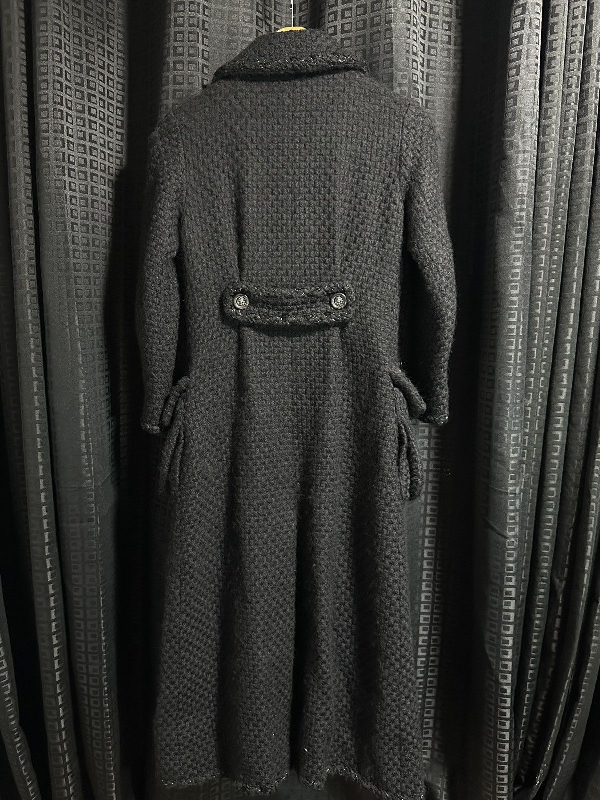 Chanel Chanel black long coat tweed jacket Size XXS / US 00 / IT 34 - 3 Thumbnail