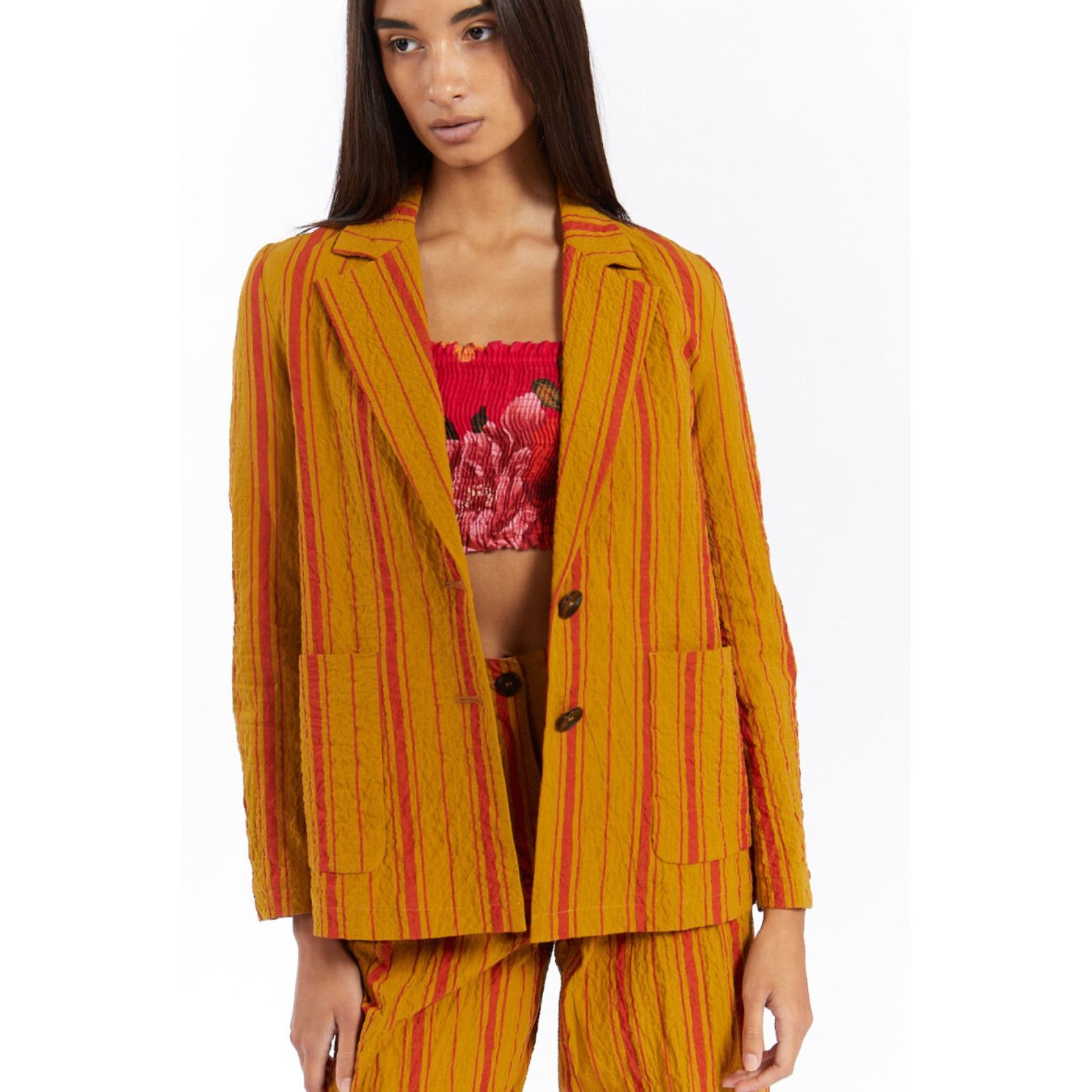Other MOMONI Omaha Blazer Jacket Striped Mustard Yellow IT 42 US 6 Size M / US 6-8 / IT 42-44 - 10 Thumbnail