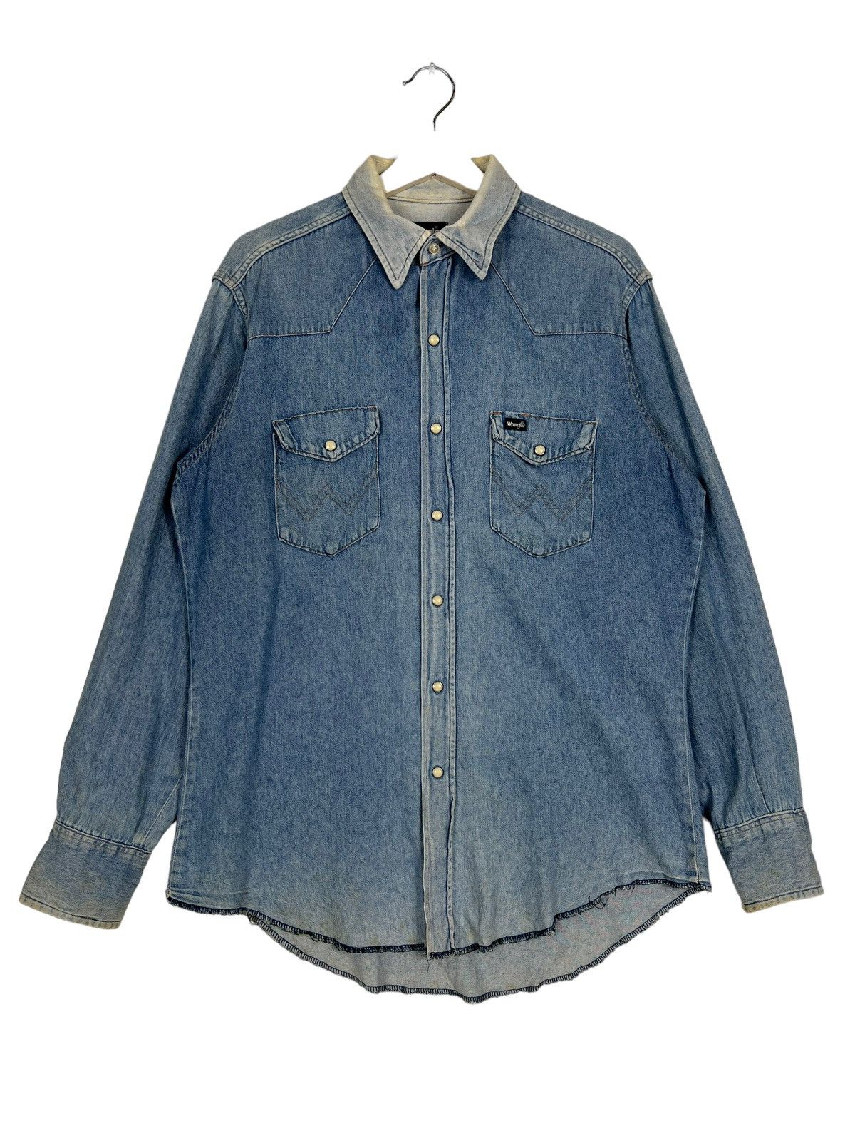 Vintage × Wrangler 🔥 VINTAGE WRANGLER CAMBREY SNAP BUTTON SHIRT MADE IN USA Size US L / EU 52-54 / 3 - 1 Thumbnail