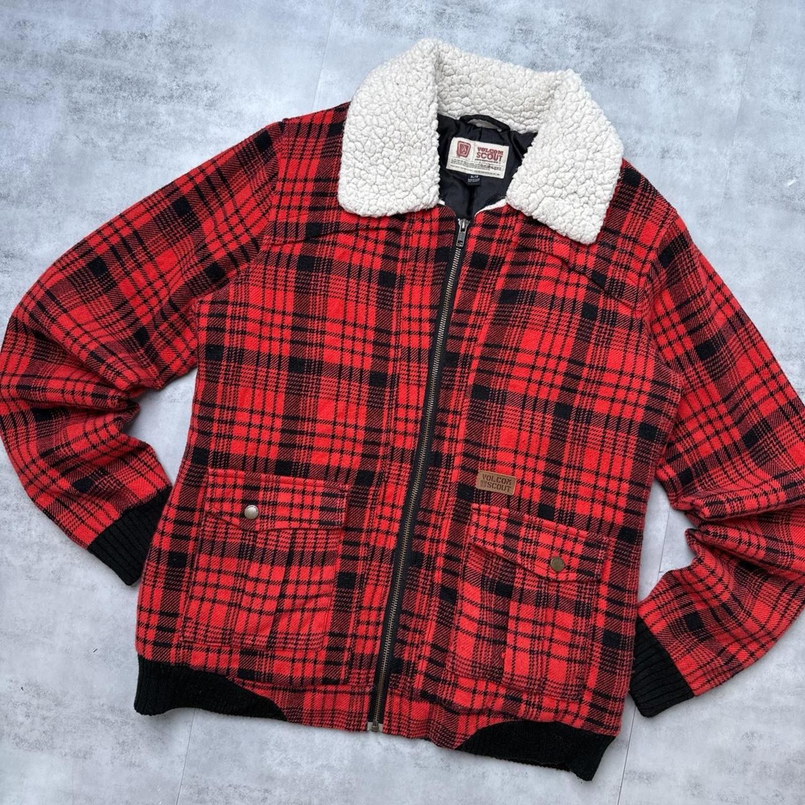Volcom Y2K Volcom Plaid Sherpa Lime Bomber Zip Up Jacket Size XL / US 12-14 / IT 48-50 - 6 Thumbnail