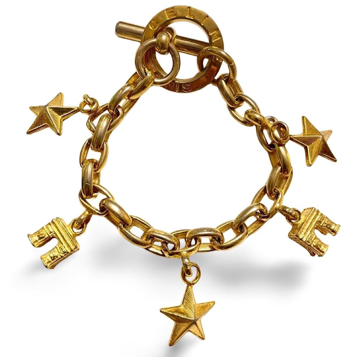 Celine Vintage Celine chain bracelet with Triomphe and star charms. Size ONE SIZE - 1 Thumbnail