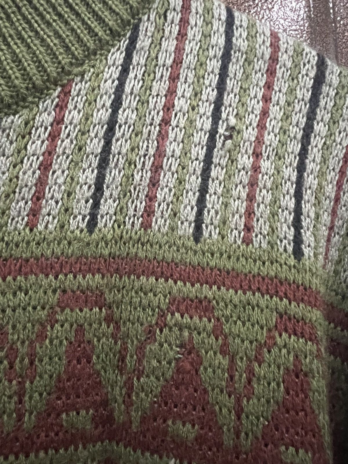 Japanese Brand GRIFFIN Fair Isle Knit Sweater Green Red Nordic Geometric Size US M / EU 48-50 / 2 - 4 Thumbnail