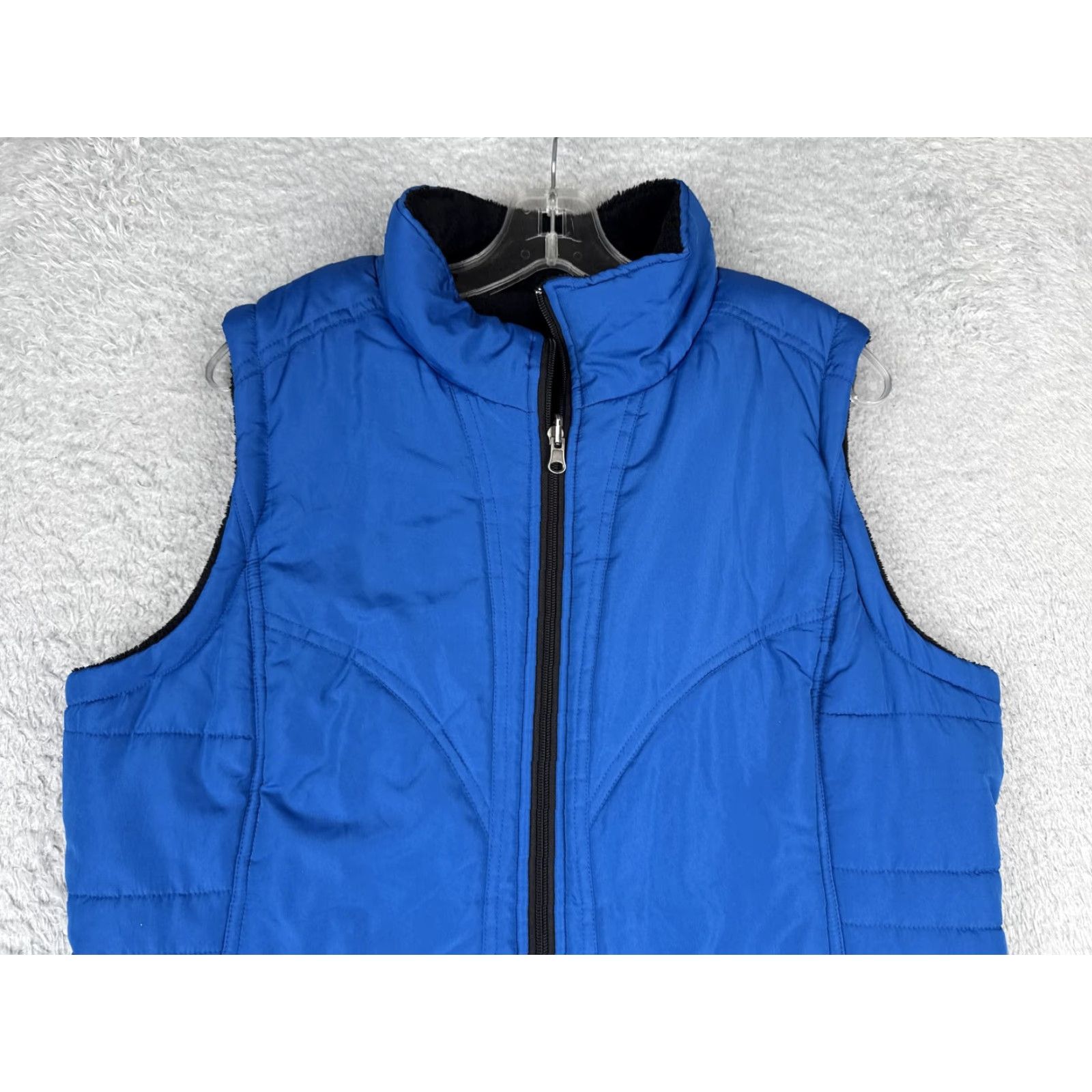 Vintage Keren Hart Vest Womens L Blue Reversible Quilted Fleece Zip Pockets Classic Outdoor Autumn Winter Cabin Casual Size L / US 10 / IT 46 - 4 Thumbnail