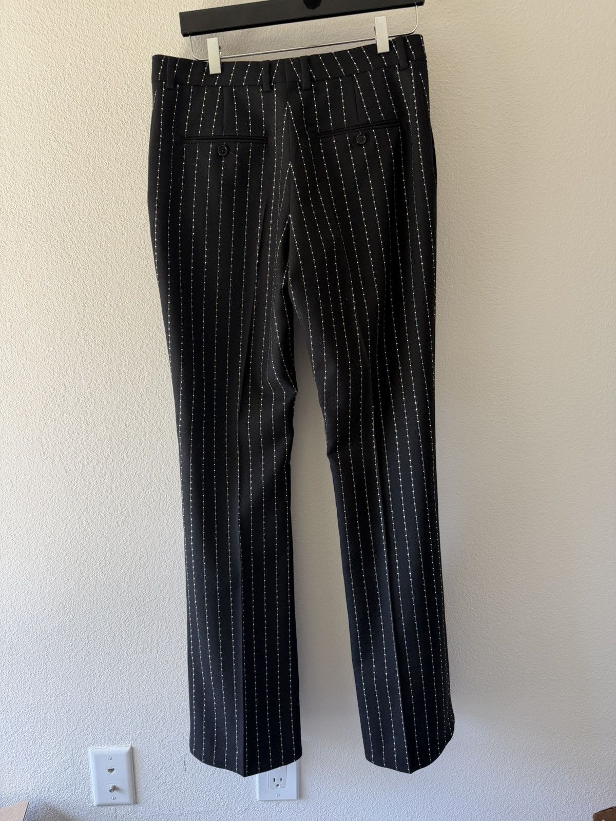 Celine $2450 Crystal Embellished Pinstripe Flared Wool Pants 48 Size US 32 / EU 48 - 5 Thumbnail