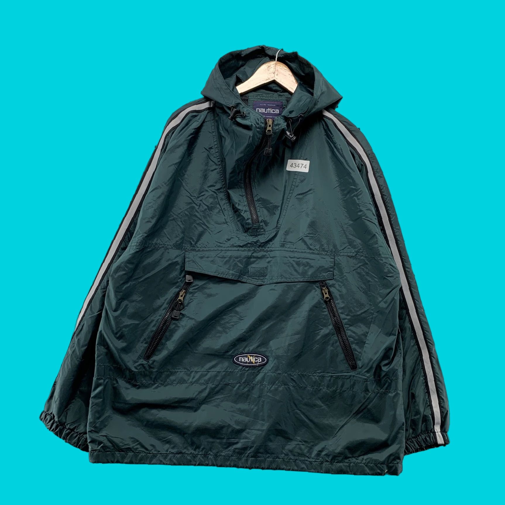 Nautica VINTAGE Nautica Hooded Pullover Anorak Jacket Mens Large Green Nylon Size US L / EU 52-54 / 3 - 1 Thumbnail