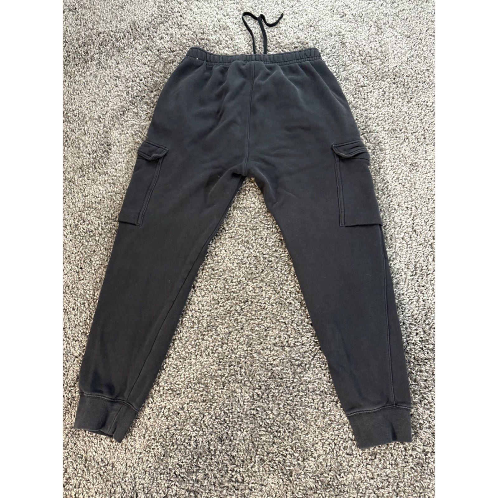 Nike Nike Cargo Sweatpants Mens S Drawstring Pockets Black Fleece Cotton Polyester Athletic Logo Heritage Size US 29 - 6 Thumbnail