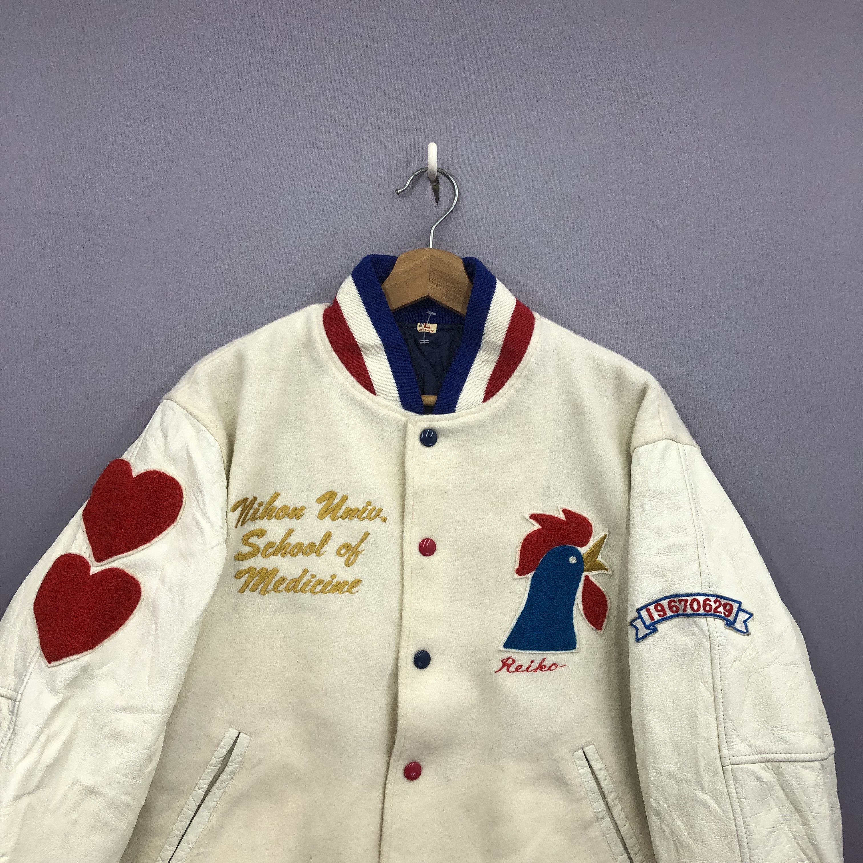 Vintage 80s Japanese Nihon University Medicine Varsity Wool Jacket Size US M / EU 48-50 / 2 - 4 Thumbnail
