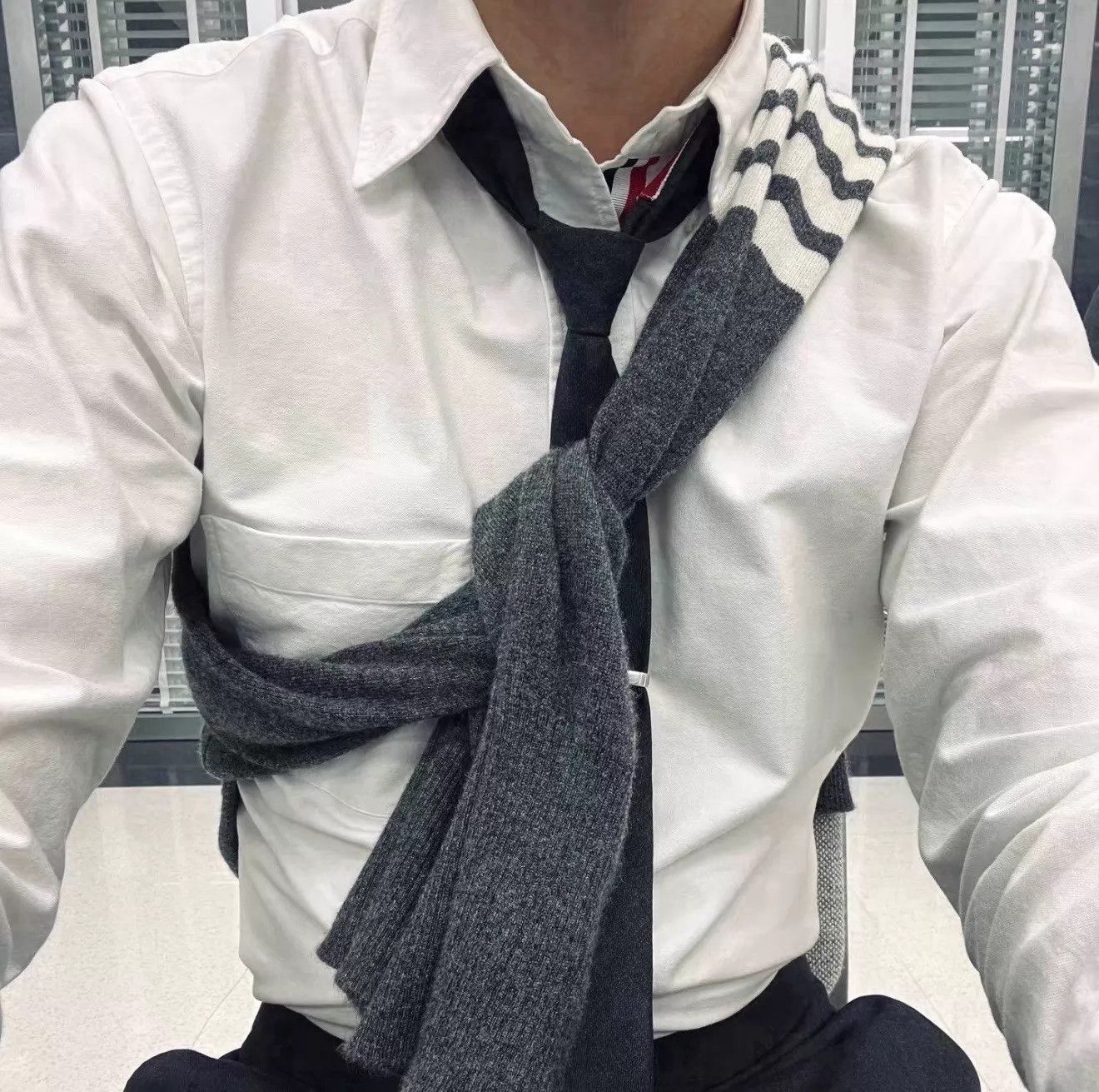Thom Browne Thom Browne M Classic 3-Color Placket Shirt White Size4 Size US XL / EU 56 / 4 - 7 Thumbnail