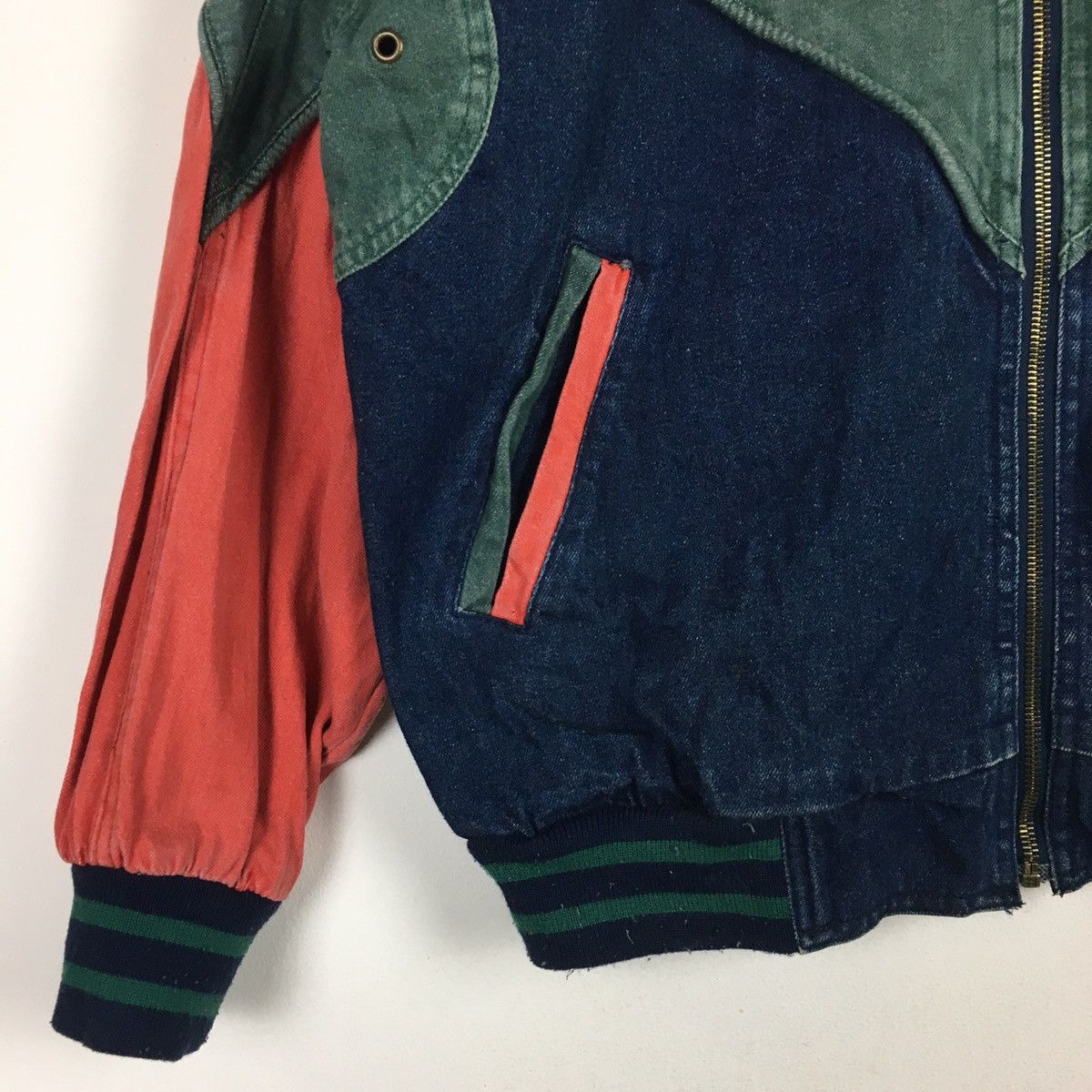 Vintage Vintage Hot Spices Colour Block Denim Bomber Size L / US 10 / IT 46 - 2 Thumbnail