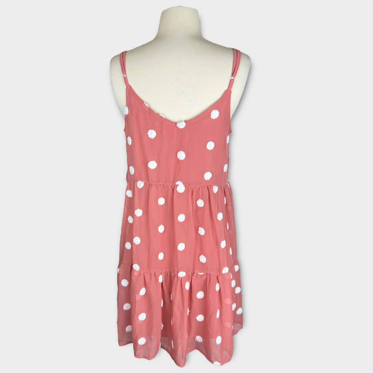 Macys Mine | Women's Textured Swiss Dot Mini Dress Apricot | Small Size S / US 4 / IT 40 - 6 Thumbnail