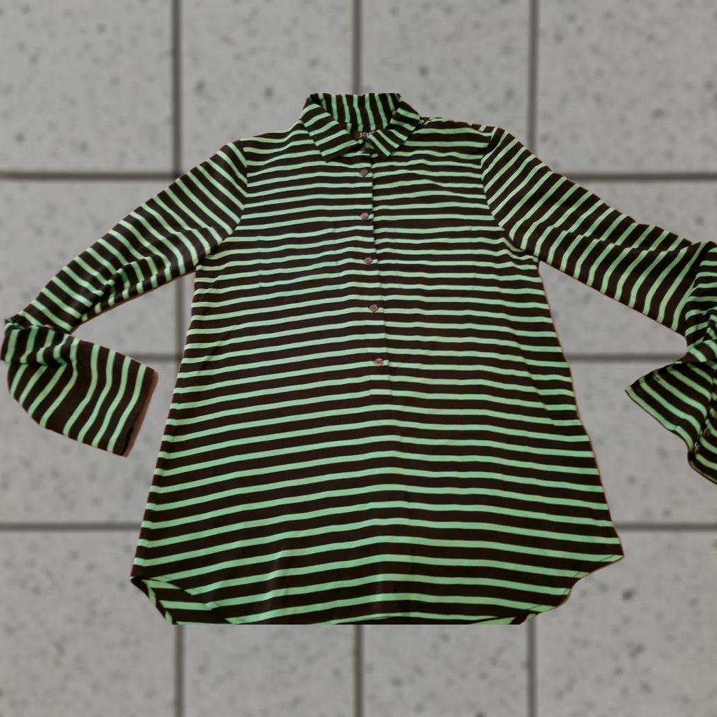 J.Crew Womens J.CREW Silk Shirt XS Green Stripes Blouse Long Sleeve Shirts Womens XS Green Striped Blouse J.CREW Silk Shirt Size XS / US 0-2 / IT 36-38 - 1 Thumbnail
