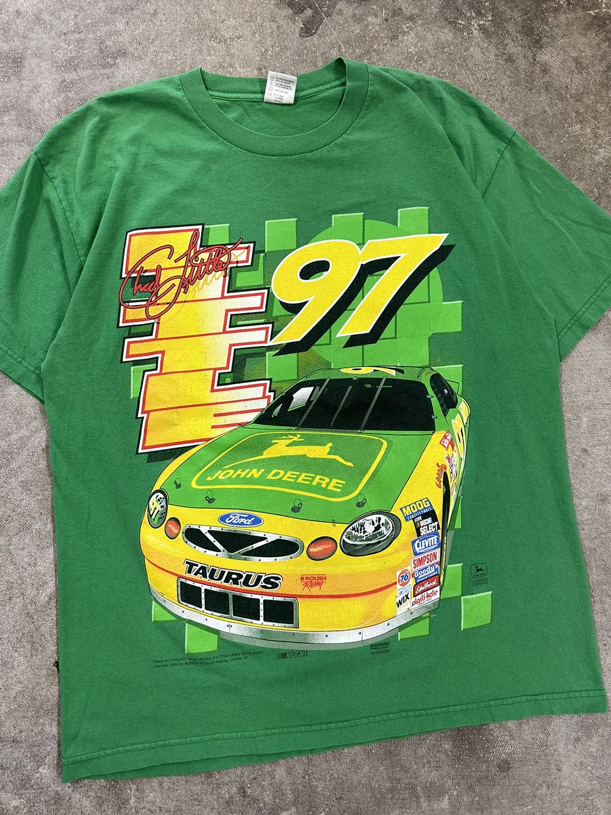 NASCAR Vintage 90s Nascar Chad Little John Deere Racing T-Shirt Size US XL / EU 56 / 4 - 3 Thumbnail