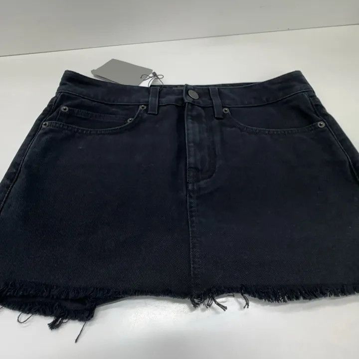 Balenciaga Balenciaga Black Cutoff Denim Mini Skirt 0079-2507 Size 35" - 8 Thumbnail