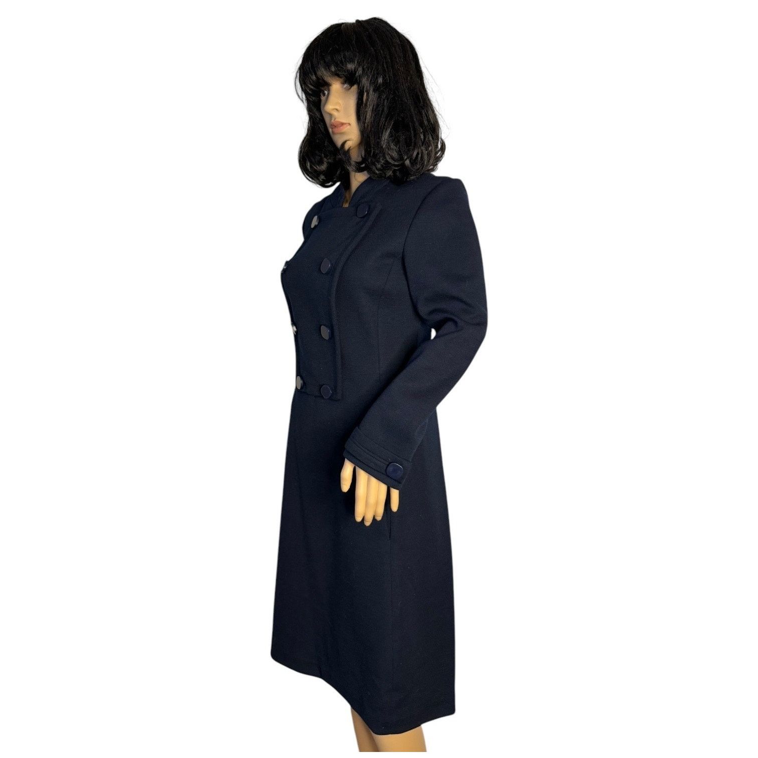 Vintage Vtg 60's Navy double breasted pop over dress military style Size M / US 6-8 / IT 42-44 - 9 Thumbnail